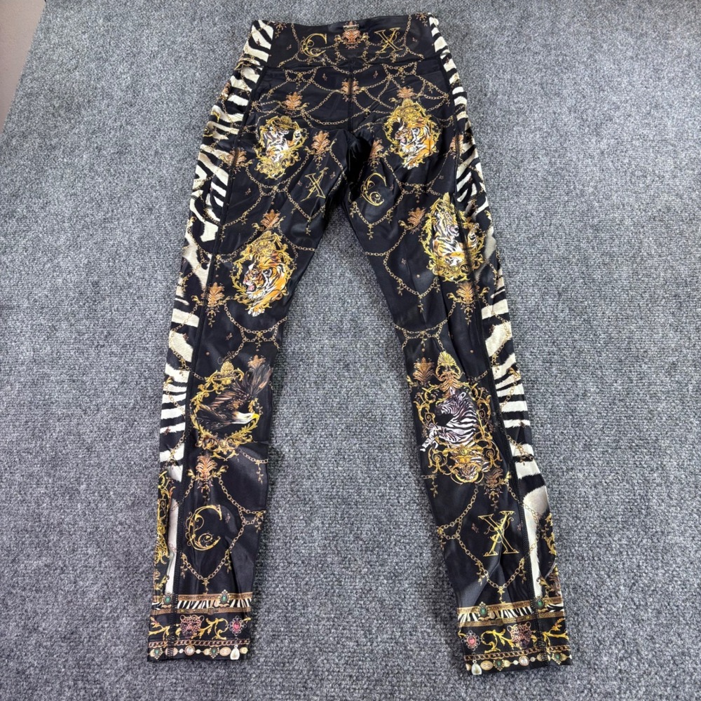 Camilla Leggings Womens XS Black Gold Baroque Animal Print High Rise Activewear - Picture 2 of 10